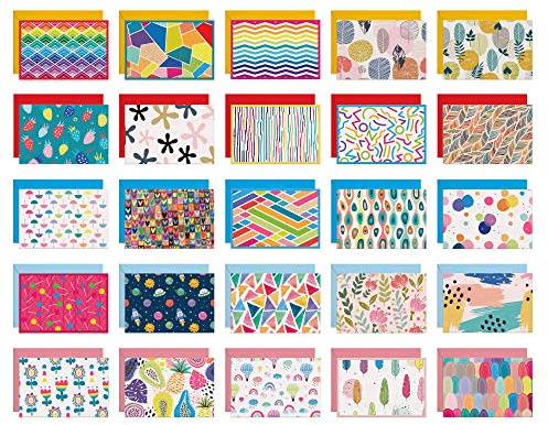 Dessie Different Blank Greeting Cards With Colored Envelopes and Gold Seals, 4x6 Inch, 50 Blank Cards