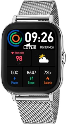 Lotus Power Herren Digital Smartwatch Uhr mit Edelstahl Armband 50044/1, Silber