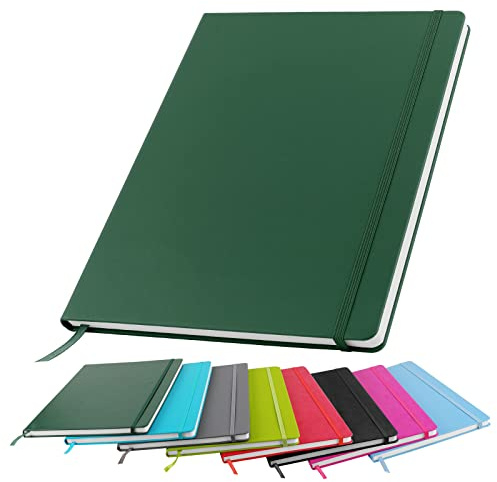 A4 Notebook, Notebook A4 Note Book A4 Notepad The Notebook for School Office Home Business Writing Pads & Diaries Taking 160 Pages (80 Sheets)-Dark Green