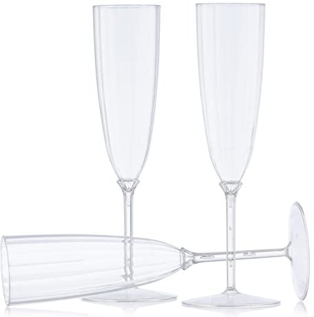 Decor Decorline - 96 Sektläser aus Premium-Kunststoff Transparent Stiel-Glas Wiederverwendbar Champagner Gläser für Hochzeiten & Partys, 170ml - Mehrweg & Stabil