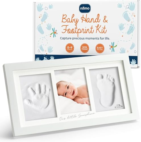 Niimo® Baby Handabdruck und Fußabdruck Set - Mit Bilderrahmen, Stempeln & Schablone - Detailgetreuer & ungiftiger Gipsabdruck Baby Hand und Fuß, Neugeborenen Geschenk & Babygeschenke (0-9 Monate)