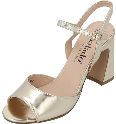 Palado Sandaletten Damen Temmi by Sila Sahin - modische Pumps mit Absatz in vielen Farben - elegante Sommerschuhe - stylische Heels Gold Metallic UK4,5 - EU37