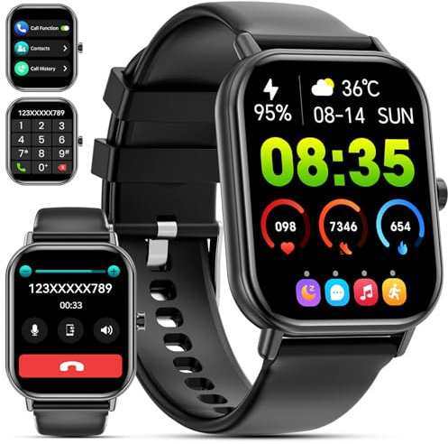 Montre Connectée Homme Femme,1.85HD Smartwatch avec Appel Bluetooth,Montre de fitness 110+ Mode Sport avec Podomètre,Sommeil,Fréquence Cardiaque,Spo2,Etanche IP68 Montre Intelligente pour Android iOS