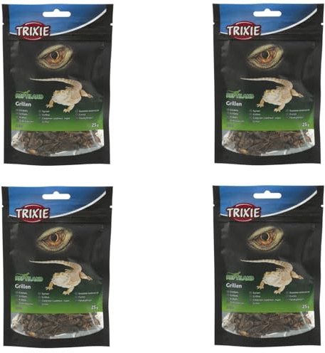 Trixie Reptiland Grilli | Confezione da 4 | 4 x 25 g | Snack per rettili & Piccoli mammiferi | Ricco di proteine & monoproteico | può integrare Il Cibo Vivo