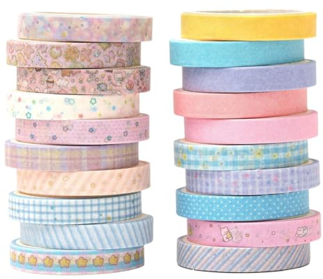 Confezione da 20 Washi Tape Vintage Kawai - Scotch Colorato per Scrapbooking, Decorazioni e Progetti Creativi - Nastri Adesivi Decorativi per Fai da Te - Washi Tape Scrapbooking e Scotch Decorativo