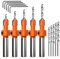 Jeu de 15 Foret Fraise Bois, 5 Forets à Fraiser en HSS Réglables (2.8/3/3.2/3.5/4mm), avec 5 Mèches Remplaçables 5 Clés Hexagonales, Countersink Drill Bit Set pour Chanfreinage et Perçage Précis