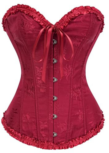 Kelvry Corsetto da Donna Taglie Forti, Sexy Lingerie da Sposa, Bustier con G-String - Alto, in Raso, Regolabile, con Stecche, UK6-24''-25'' a UK24-40''-41'', 6-8