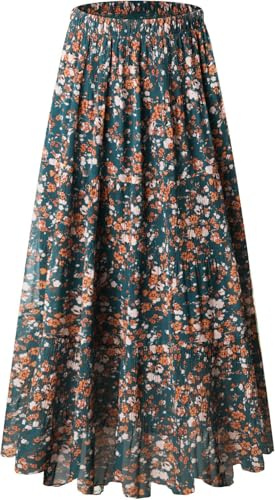 Genfien Dam kjolar elastisk hög midja maxi chiffongkjolar för kvinnor med foder sommar vintage lång elegant A-linje strandkjol