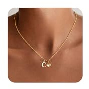 Collier TINGN en Or pour Femmes - Collier en Or 14K Plaqué Or avec Pendentif en Forme de Cœur et Lettres - Bijou pour Femmes - Cadeau pour Anniversaire, Fête des Mères - Cadeaux Personnalisés pour
