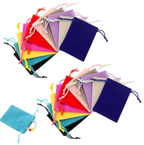 FAREASTSHOP 20 sacchetti regalo in velluto, 7 x 9 cm, sacchetti per gioielli in 10 colori con coulisse, sacchetti riutilizzabili con coulisse, per gioielli, caramelle, regali di nozze, orecchini