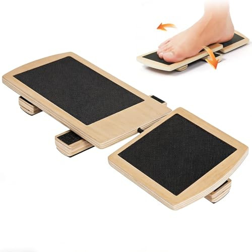 Single Foot Balance Board, SGZIOO Ankle Balancing Board, Ankle Strengthener Set, Wooden Anti Slip Foot Strengthener Trainer for Sprained Stability Exercises Balance Training Posture Corrector