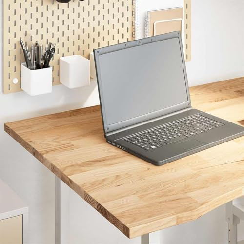SooIarix Skrivbordsskiva obehandlad 100 x 80 x 2,5 cm massivt trä, robust bänkskiva för kontor, hemmafixare, naturlig träkorn