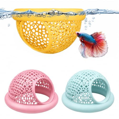 ZHITENG 3 Piezas Cueva Flotante Betta, Decoración Acuario Peces con Anillo