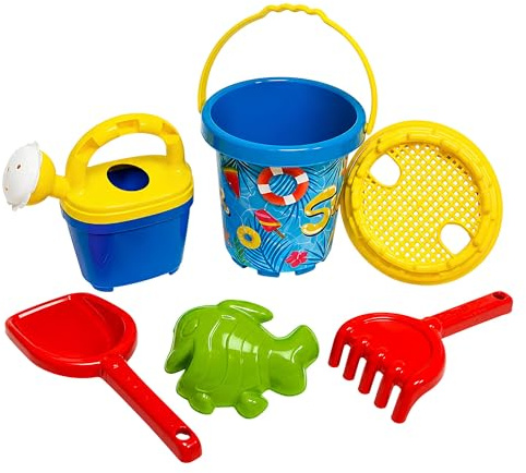 Secchiello e Paletta Bambini Secchiello Spiaggia con Paletta Rastrello Innaffiatoio Formina Setaccio Set Mare Giochi Spiaggia Giochi Sabbia Gioco Mare Giocattoli Sabbbiera per Bambini Multicolore (a)