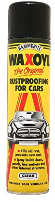 Waxoyl Car Underseal and Rust Protection. The Original Rustproofing for Cars by Hammerite, Rust Inhibitor and Rust Converter for Classic Car Care. Waxoyl Clear 400ml Aerosol Can