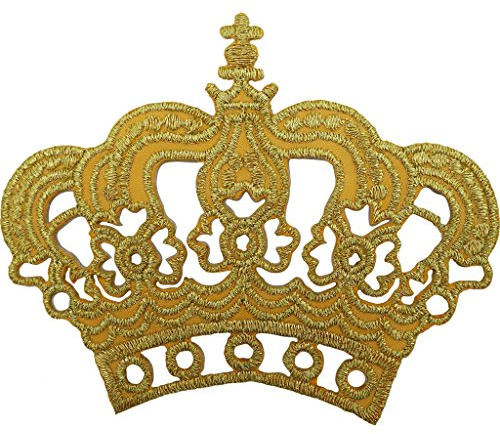 Goldener Kronenaufnäher, bestickt, zum Aufbügeln oder Aufnähen, Königin, Kostüm, Abzeichen