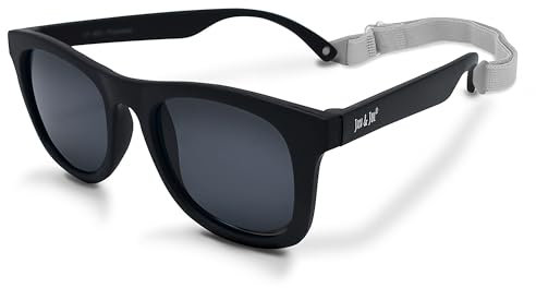 Jan & Jul Kinder Polarisierte Sonnenbrille mit Band für Mädchen Jungen, 100% UV Schutz (Mittel: 2-6 Jahre, Schwarz)