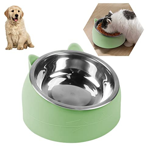 Gamelles pour chat - Gamelles surélevées pour chat - Antidérapantes - Plateforme inclinée à 15° - Pour nourriture et eau - En acier inoxydable - 200 ml