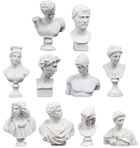 Artibetter Resin Portrait Ornaments - 10pcs Greek Bust Statues, Mini Head Statue, Classic Mythical Figure Heads for Home Decor Art Display