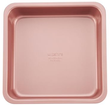 Wiltshire Rose Gold Square Cake Pan, PFOA PTFE Free, Robust Cake Pan, Non-Stick Coating, Coated Baking Pie Tin, Cake Mould, Sheet Steel Bakeware, 25x25x5cm
