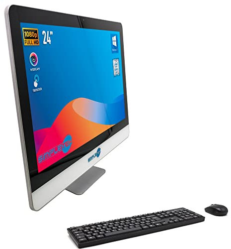 SIMPLETEK All in One Touch Screen Windows 10 Professional | 24 Zoll Full HD Core i3 2.40 GHz | 4 GB SSD 120 GB | Integrierte Webcam Touchscreen HDMI LAN Wi-Fi Bluetooth USB 3.0 PC Desktop