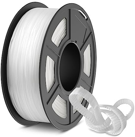 SUNLU TPU 3D Drucker Filament, 1KG Hochgeschwindigkeits 95A TPU Filament 1.75mm, Transparent Flexibles 3D für schnellen Druck, Maßgenauigkeit +/-0.03mm. (Transparente)