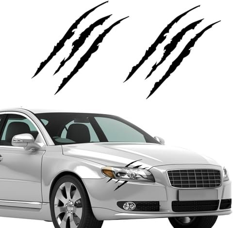 HEOUCH 2 Stücke Monster Klaue Auto Aufkleber, Personalisierte Aufkleber Auto, Wasserfeste Auto Sticker, Wilder Autoaufkleber Dekoration, Geeignet für Auto Motorrad Motorradhelm Skateboard (schwarz)