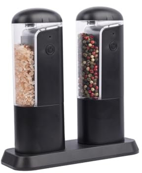 Magracy Electric Salt and Pepper Grinder Set USB Rechargeable Automatic Salt and Pepper Mill Adjustable Coarseness Seasoning Mill for Kitchen BBQ Black