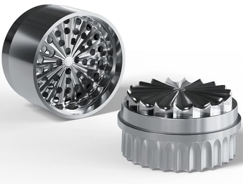 Molinillo de acero inoxidable sin dientes, 63 mm de diámetro, molinillo de hierbas de acero duradero y no se adhiere | 5 piezas con caja Stash integrada en la tapa, incluye funda protectora