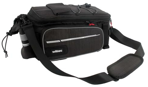 Wiltec Gepäckträgertasche schwarz, Fahrradtasche Gepäckträger bis 20 l Stauraum, wasserresistente Fahrrad Tasche, Gepäcktasche leichte Handhabung