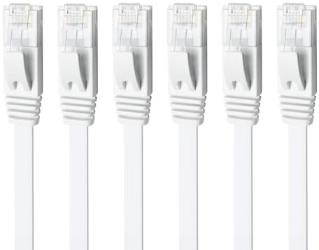 Yauhody Cat 6 Ethernet Cable 0.5m 6Pack, Network Cable 0.5m 6Pack, White | 1000Mbps High Speed Cat6 Ethernet Patch Leads, Short LAN Cable, Snagless Design, Gigabit Internet for TV, Gaming, Router