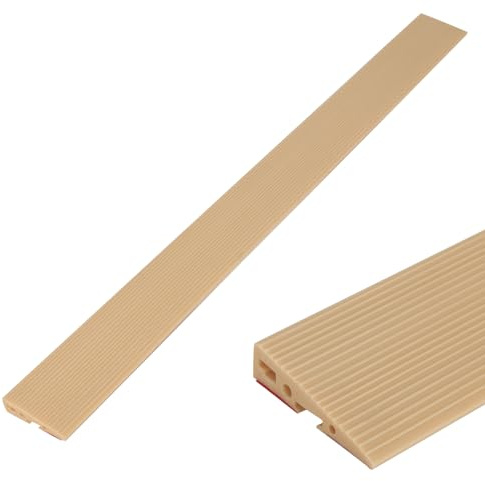Dörrtröskelramp, 90x7,5x2 cm/1,5 cm Självhäftande tröskelramp med kabelkanal, halkfri rullstolsramp av massivt gummi för rullstol, dammsugarrobot, E-scooter (Khaki, 90 x 7,5 x 2 cm)