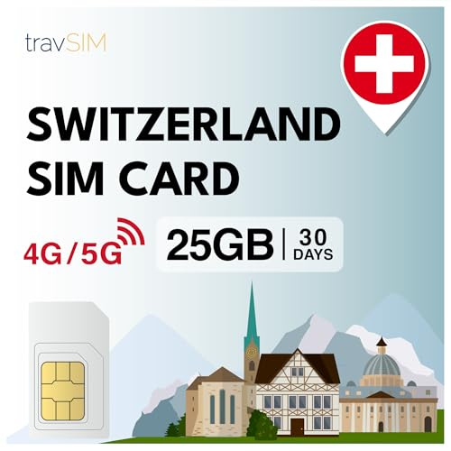 travSIM Schweiz SIM-kort | 25 GB data SIM - 30 dagars prenumeration | SIM-kortet Schweiz erbjuder obegränsad internetåtkomst för Google, Facebook, WhatsApp, Instagram och mer.
