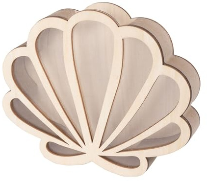 Caja expositora de conchas marinas – Pequeño soporte para coleccionistas | Vitrina hecha a mano con forma de concha para el hogar, apartamento, lugar de trabajo, baño, sala de estar