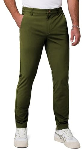Elegancity Mens Classic-Fit Chino Trousers Stretch Smart Cotton Trousers for Men Casual Water-Repellent Stain-Resistant Formal Business Office Pants, Green XXL