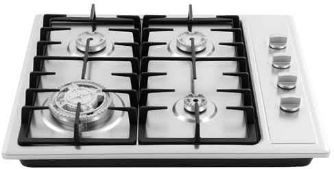 Forno a gas, forno a gas in acciaio inox, quattro potenti bruciatori con funzione di accensione automatica, 59 × 51 cm, fornello da incasso a gas naturale con bruciatore, famiglie, hotel, ristoranti e