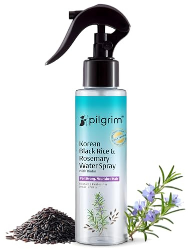 Pilgrim Korean Black Rice and Rosemary Water Spray With Biotin For Strong, Nourished Hair 200ml | Spray for Regrowth | Thicker & Stronger Hair | Sulphate & Paraben Free I For Women for Men