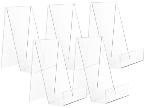 ZUNOXAZ Présentoir à Livres en Acrylique Transparent 5 Pièces Serrage-Livres de Table pour Bibliothèque Support Polyvalent pour Bandes Dessinées Albums Manuels Scolaires Bureau et