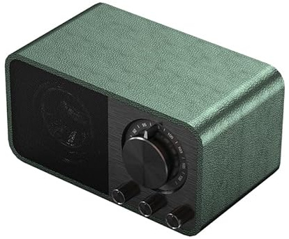 Retro Wood Bluetooth Speaker,1500mAh Rechargeable Radio with Built-in FM Antenna,Rotary AM/FM Tuning Dial,Bass & Treble Control,Vintage Radio Bluetooth Speaker for Home Kitchen and Living Room（Green）