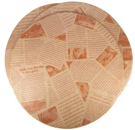 200 unidades de papel de horno redondo con aspecto de periódico, para hamburguesas, papel de pan, envoltura de papel para hornear (25 x 25)