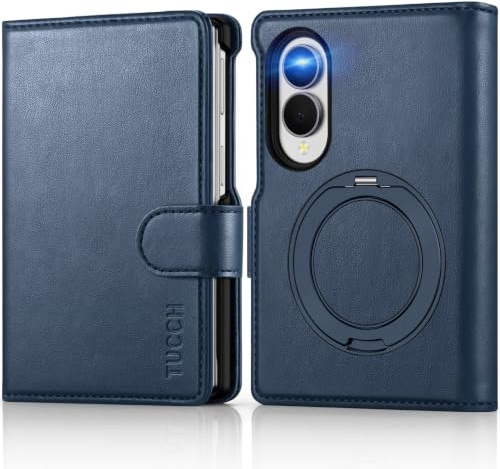TUCCH Wallet Case with Ring Stand for Galaxy Z Fold 8 (7.6), Dark Blue