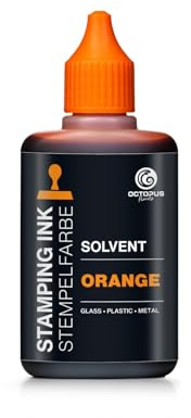 Octopus 50 ml Solvent stämpelfärg orange, vattentät lösningsmedelsbaserad för icke-sugande och icke-porösa underlag, laserande