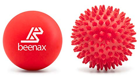 Beenax Lacrosse & Hard Spiky Massage Ball Set - Trigger Point, Myofascial Release, Plantar Fasciitis, Deep Tissue, Muscle Relief, Yoga, Pilates, Physio, Rehab - Relieve Stress and Relax Tight Muscle
