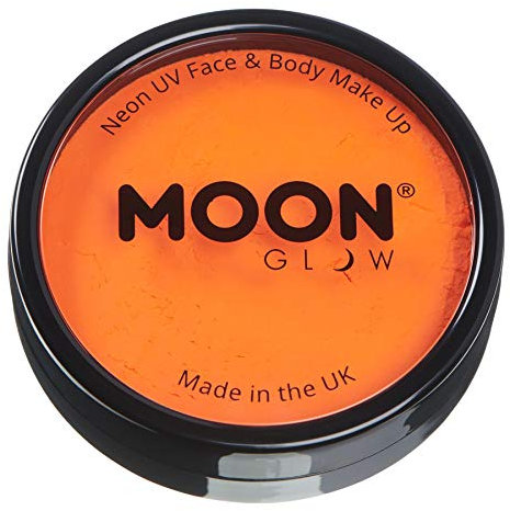 Moon Glow Tarros de pintura para rostro y cuerpo UV de neón intenso Pro, maquillaje profesional de pintura facial a base de agua para adultos y niños, 36g Naranja intenso