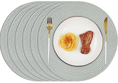 Homcomodar Platzsets Rund Grau Tischsets Set von 6 Hitzebeständigem Tisch Tischsets Waschbar für Küche Abendessen 34cm