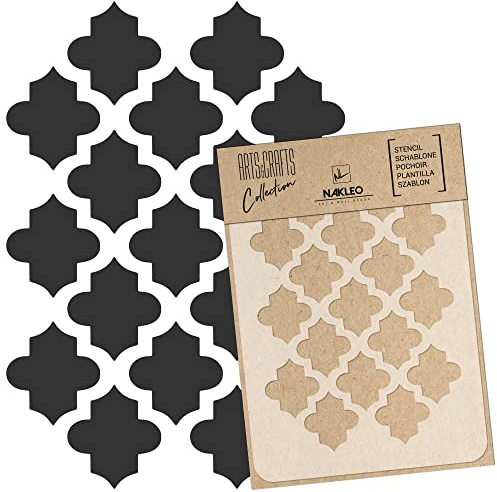 NAKLEO Stencil di Pittura Artigianato, A4 21x30cm Marocchino Trifoglio, Fai da te Modelli Plastica e Riutilizzabili, Arte Scrapbooking Geometrico Decorazioni Casa, Pareti Muro Legno Mobili