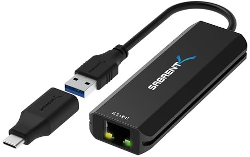 SABRENT USB Ethernet Adapter 2.5 Gbps, USB-C/USB-A auf RJ45 Internetadapter (NT-S25G)