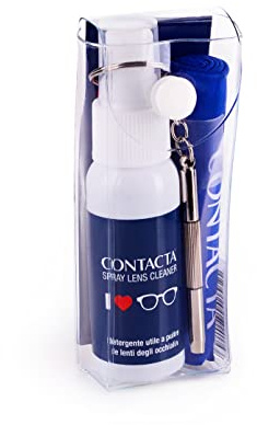 Contacta, Kit Manutenzione Occhiali, Kit Composto da Spray Detergente Utile per Pulire le Lenti degli Occhiali, Pezzetta in Microfibra e Cacciavite, Confezione con Astuccio Trasparente