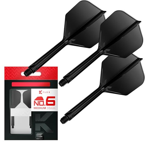 Target Darts K Flex Integrated Dart Flights and Shafts, Nr.6 Schwarz (Medium) | 3er Pack K-Flex - No6, Kflex All In One Moulded Dart Flight & Stem | Professionelles Dart Zubehör