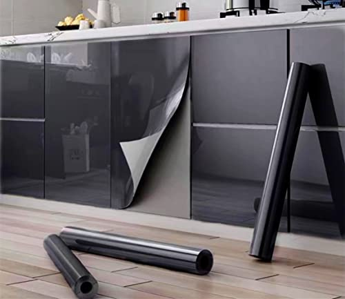 Black Sticky Back Plastic Self Adhesive Wallpaper 45cmX300cm Glitter Effect Furniture Sticker Black Effect Vinyl Wrap Waterproof PVC Roll for Kitchen Countertop Furniture Easy to Remove